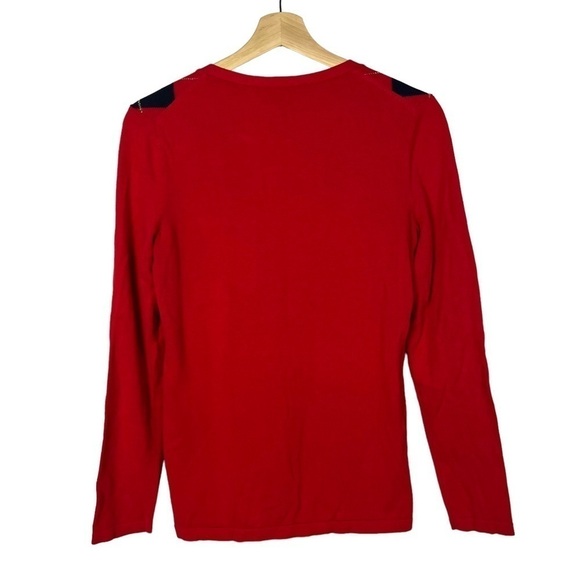 Tommy Hilfiger Red Essential Argyle Knit Long Sleeve Sweater S - Picture 4 of 6
